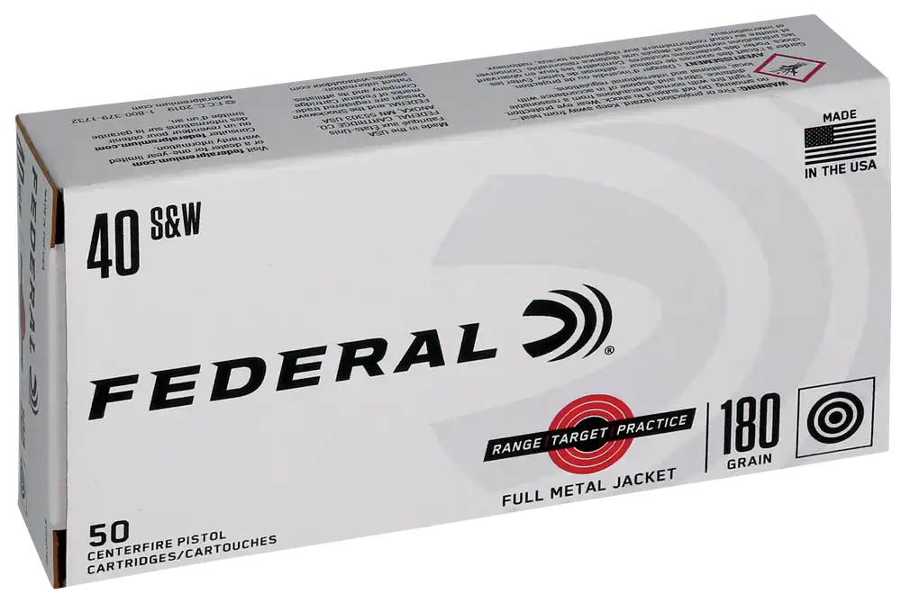 Federal Range and Target 40 S&W 180gr FMJ 50rd Box/ 20 Cs