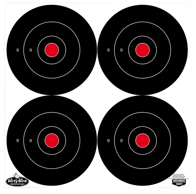 Birchwood Casey Dirty Bird 6" Bullseye Tagboard Hanging Black/White 100 Per Pkg