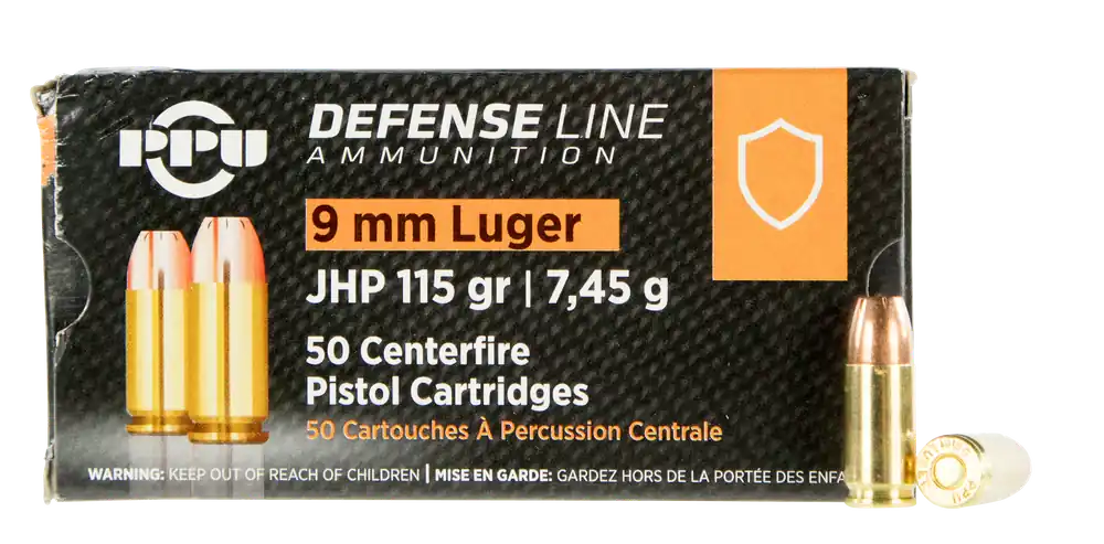 PPU Defense 9mm Luger 115gr JHP 50rd Box