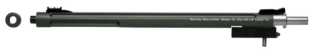 Tactical Solutions X-Ring Barrel 22 LR 16.50" OD Green Matte Finish Aluminum Material Bull with Fluting, Threading & Sights for Ruger 10/22 Takedown