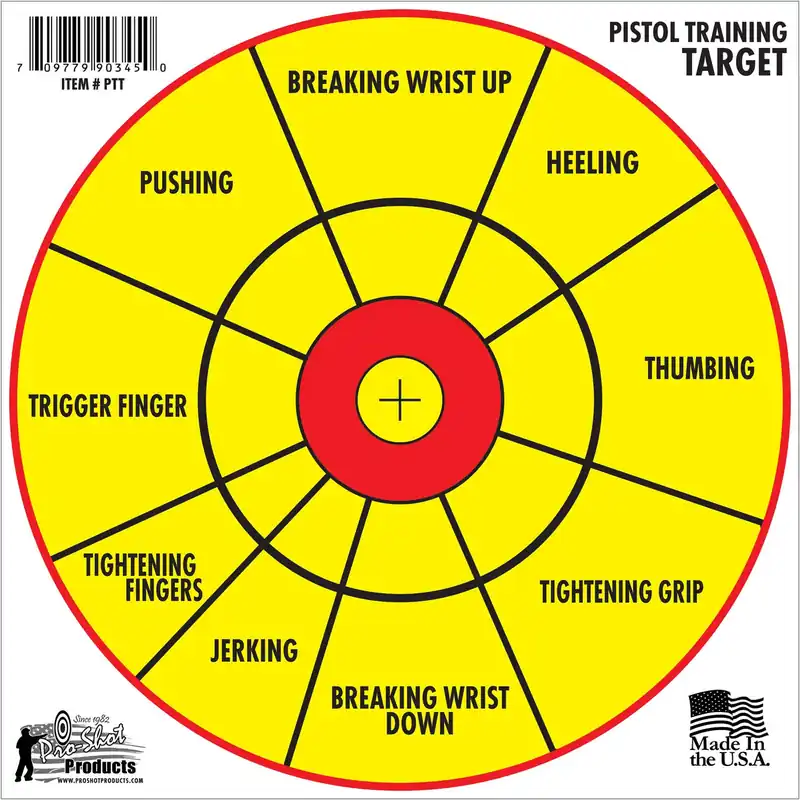 Pro-Shot SplatterShot Pistol Training 12" Bullseye Paper Hanging Pistol Yellow/Red 6 Pack