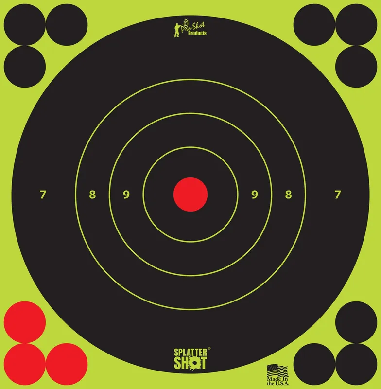 Pro-Shot 12PK SplatterShot Self-Adhesive Paper Black/Green 6" Bullseye Includes Pasters 12 PK