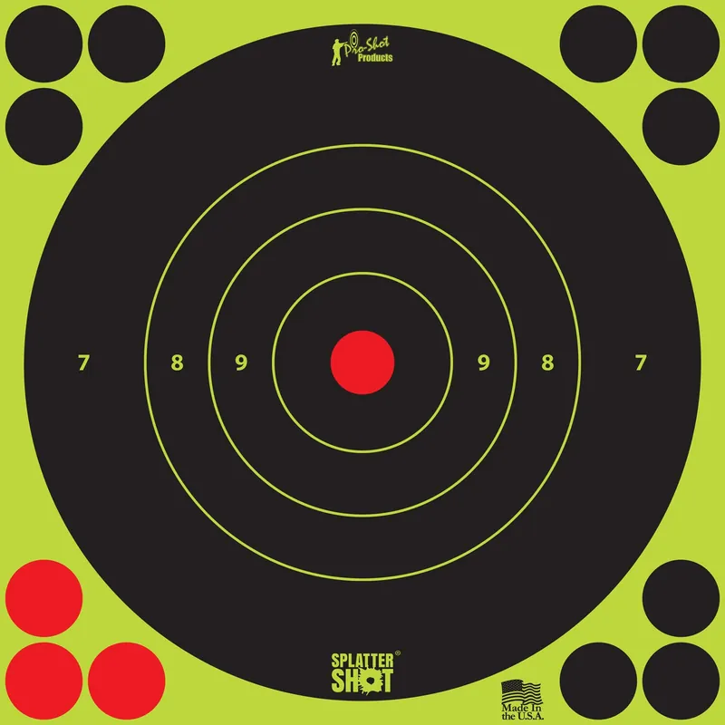 Pro-Shot 6PK SplatterShot Self-Adhesive Paper Black/Green 8" Bullseye Includes Pasters 6 Pack