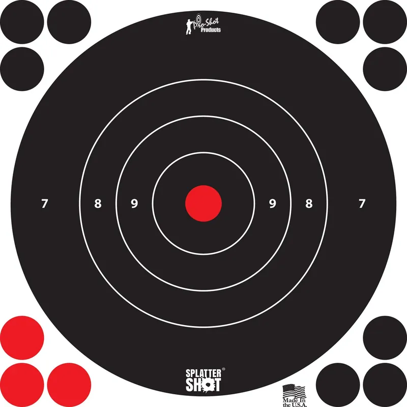 Pro-Shot SplatterShot Self-Adhesive Paper Black/White 8" Bullseye Includes Pasters 6 Per Pack