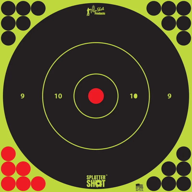 Pro-Shot SplatterShot Hanging Paper Black/Red 12" Bullseye Includes Pasters 5 Pack