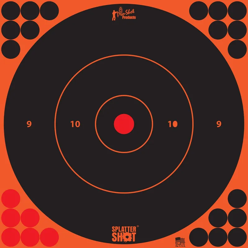 Pro-Shot SplatterShot Self-Adhesive Paper Black/Orange 12" Bullseye Includes Pasters 5 Pack