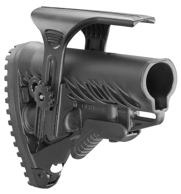 FAB Defense GLR-16 CP Buttstock Adjustable Cheekrest & Anti-Rattle Mechanism Matte Black Synthetic for AR-15, M4