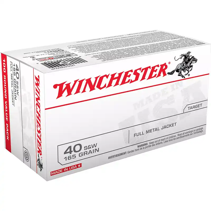 Winchester Ammo 40 Cal 165 Gr FMJTC 100/Box