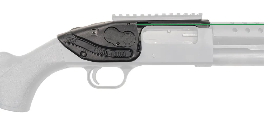 Crimson Trace LaserSaddle 5mW Green Laser with 532nM Wavelength & Black Finish for Mossberg 500, 590, Shockwave