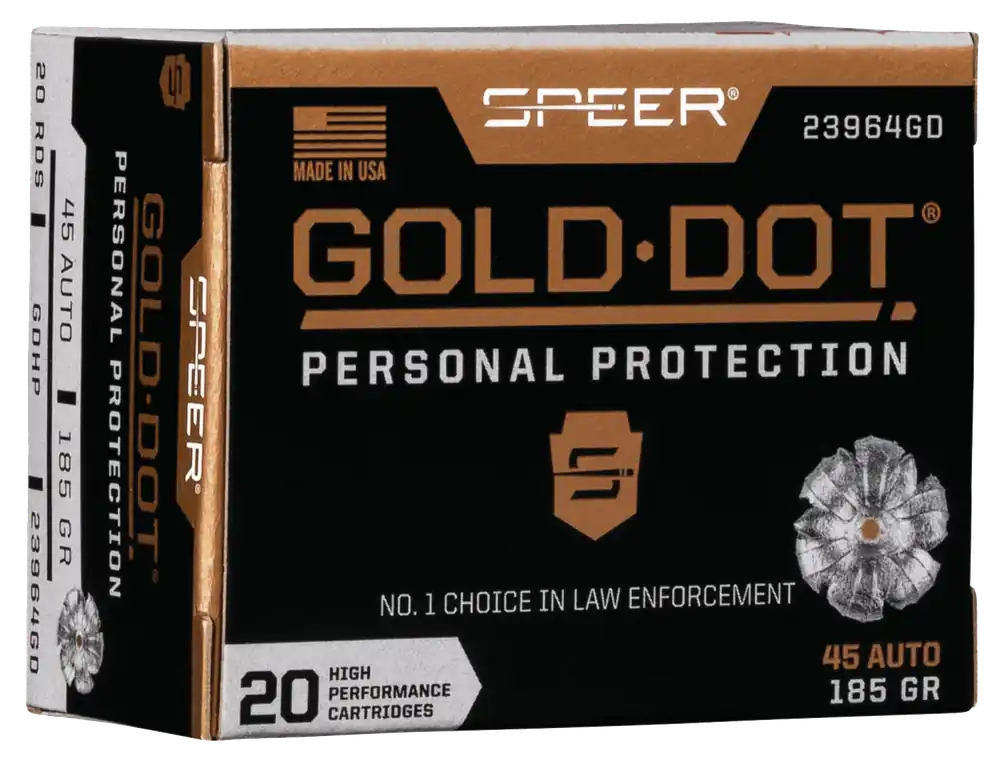 Speer Ammo Gold Dot Personal Protection 45 ACP 185gr HP 20rd Bx/ 10 Cs