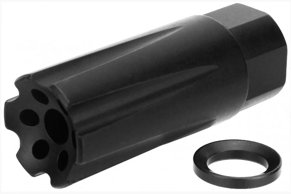 TacFire Linear Compensator Black Nitride Steel with 1/2"-28 tpi Threads, 2.26" OAL & 0.87" Diameter for 5.56x45mm NATO AR-15