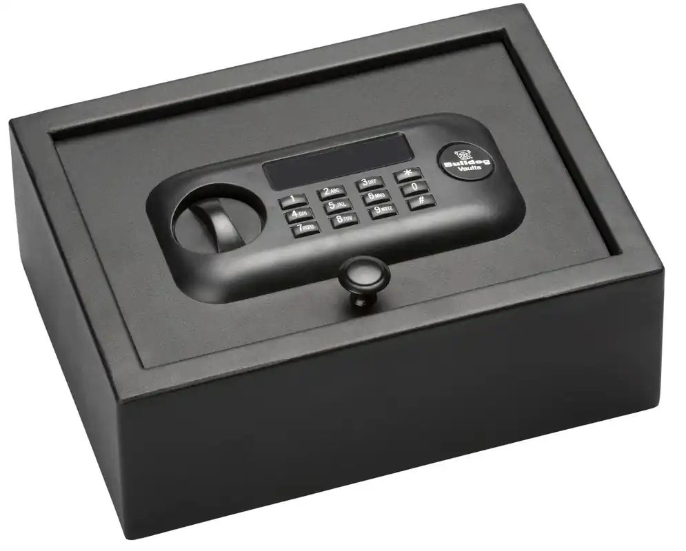 Bulldog Digital Top Open Vault Standard Keypad Entry Black Powder Coat Steel 11.80 x 8.70" x 4""