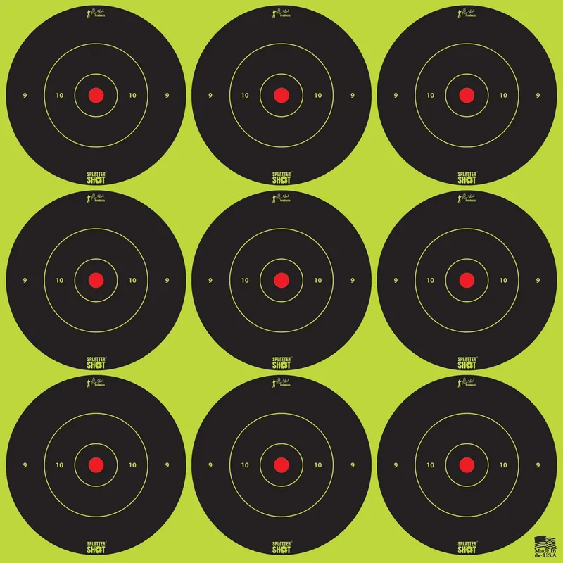 Pro-Shot SplatterShot Self-Adhesive Paper Black/Yellow 2" Bullseye 12 PK