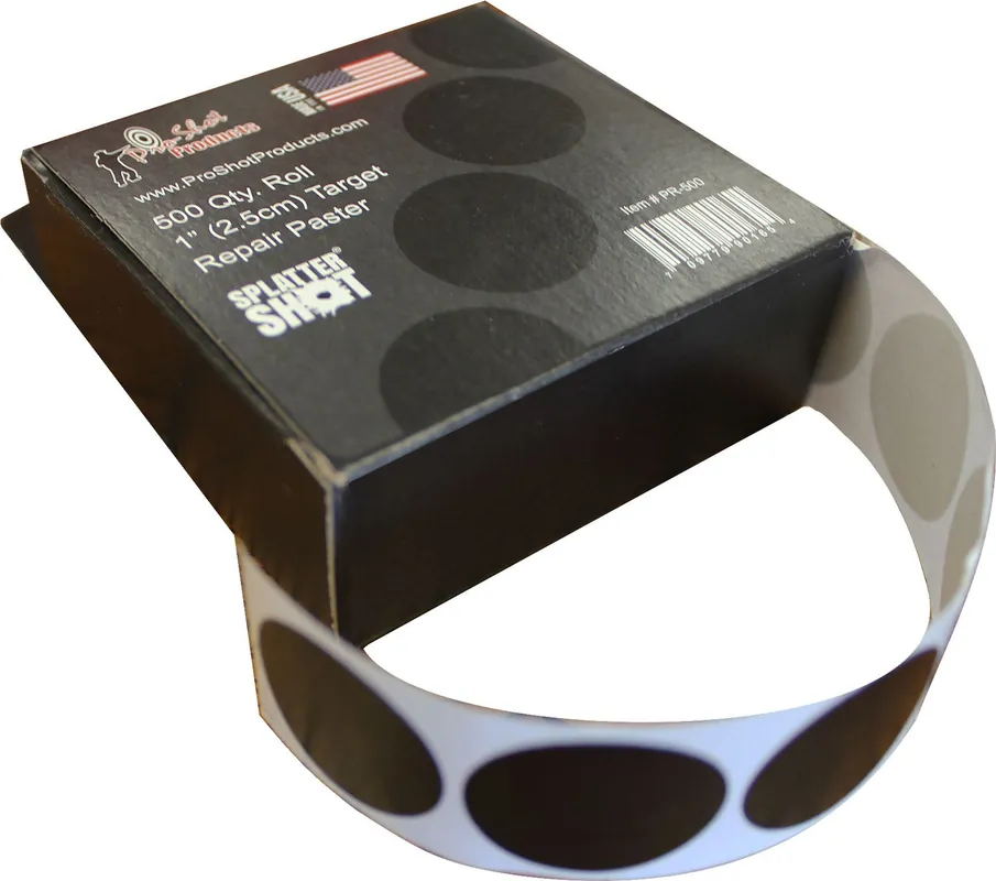 Pro-Shot splatterShot Repair Pasters Black Self-Adhesive 1" Self-Adhesive 500 Per Roll