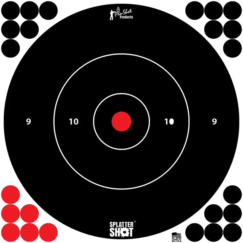 Pro-Shot SplatterShot 12" Bullseye Tagboard Hanging Black/Red Includes Pasters 12 PK