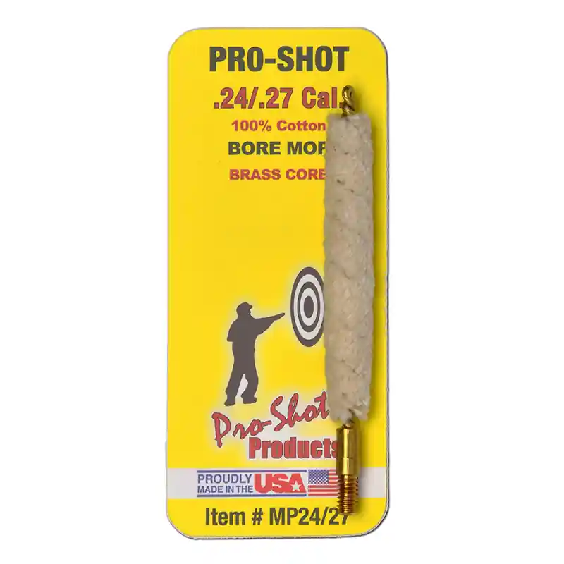 Pro-Shot Bore Mop .24-.27 Caliber Rifle Firearm 8-32 Thread Brass Cotton Bristles"