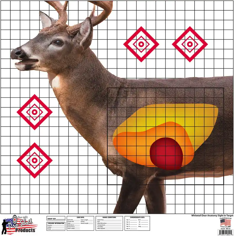 Pro-Shot Whitetail Sight-In Deer Heavy Paper Hanging Universal 25" x 25" Multi-Color 5 Pack