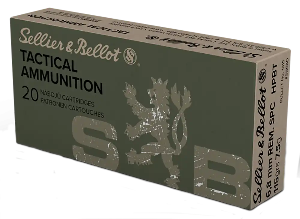 Sellier & Bellot SB68D Rifle 6.8 SPC 115 gr Hollow Point Boat-Tail (HPBT) 20 Bx/ 30 Cs