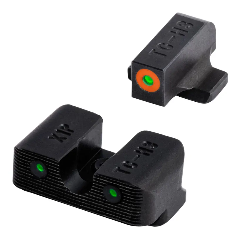 TruGlo Tritium Pro Night Sights Square Green with Orange Outline Front/U-Notch Green with Black Outline Rear with Nitride Fortress Finished Frame for Springfield XD, XD-M, XD-S, XD-E