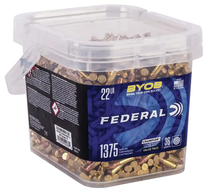 Federal Champion Training BYOB 22LR 36gr Copper Plated HP 1375 Rounds 750BKT1375