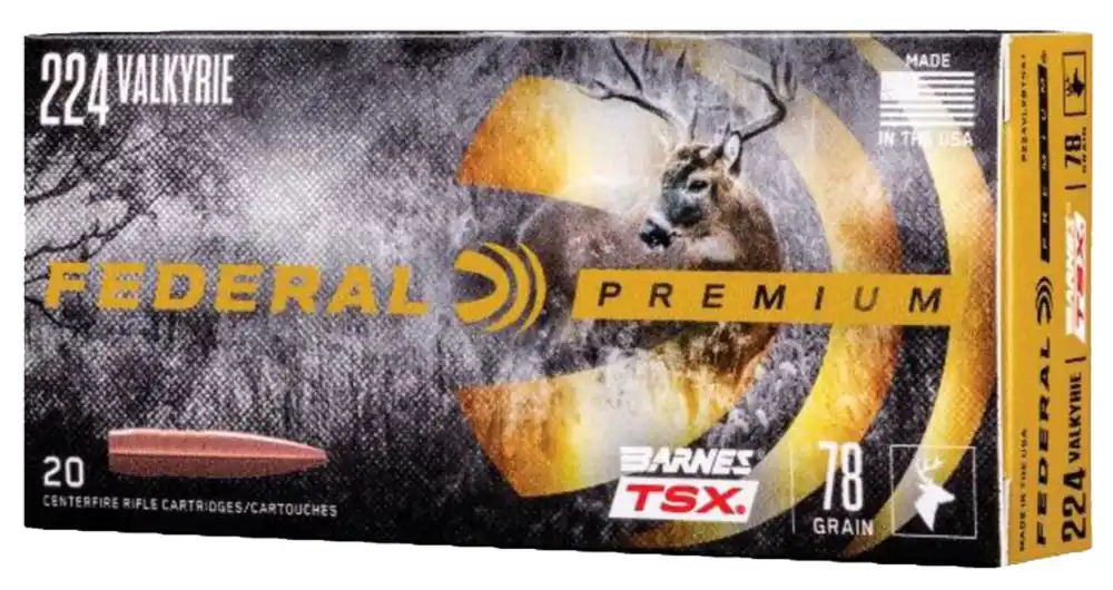 Federal Premium 224 Valkyrie 78 gr Barnes Triple-Shock X 20 Bx