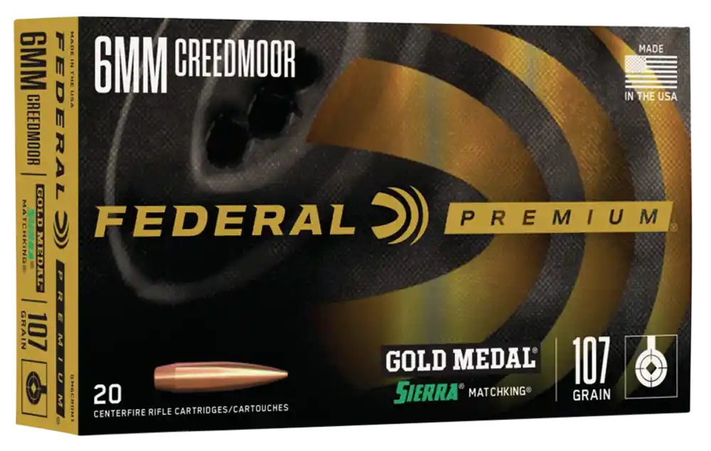 Federal Gold Medal 6mm Creedmoor 107gr Sierra MatchKing 20rd Bx/ 10 Cs