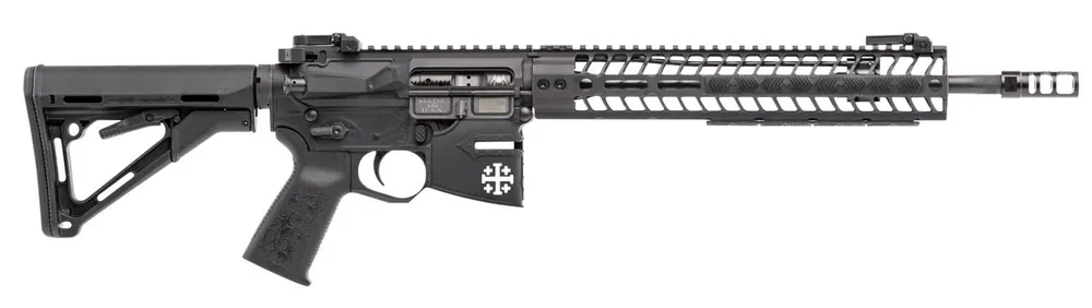 Spikes Rare Breed Crusader 5.56 NATO 14.50" Alum Rec FF Alum Handguard Adj Syn Stock Brake Flip-up Sights Black STR5620M2R