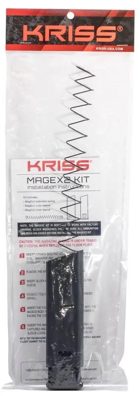 Kriss USA Mag-Ex2 Extension Kit for 9mm Luger 17rd Glock 17 Gen3-5 Magazines