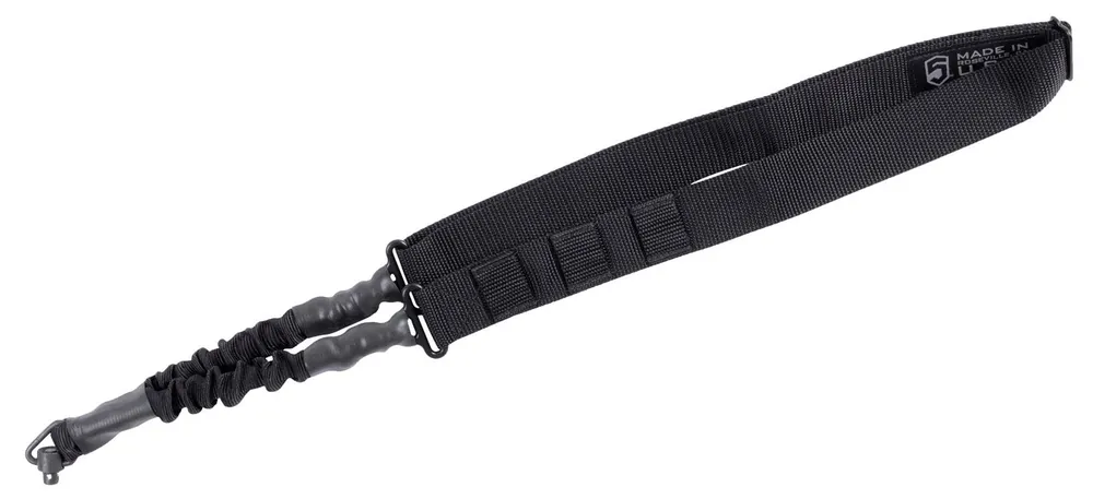 Phase 5 Weapon Systems Single Point Sling with QD Swivel Adjustable Bungee Black Nylon Strap with Elastic Shock-Cord for Rifle/Shotgun