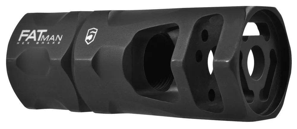 Phase 5 Weapon Systems FATman Hex Brake Black Parkerized Steel with 1/2"-28 tpi Threads & 3" OAL for 223 Rem, 5.56x45mm NATO AR-Platform