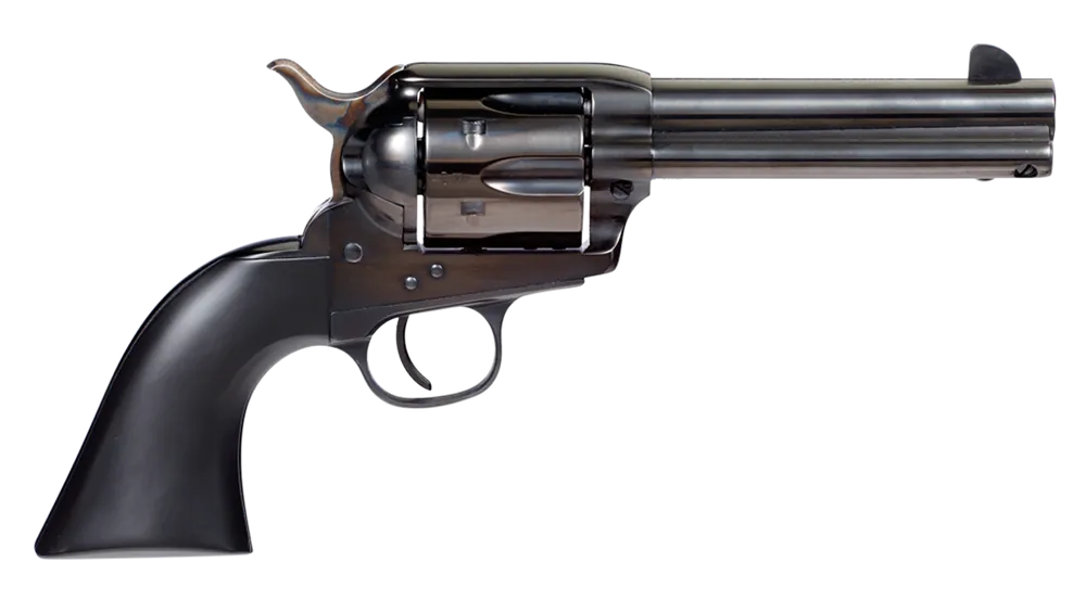 Taylors & Company 555161D Devil Anse 45 Colt (LC) 6rd 4.75" Blued Cylinder & Barrel Color Case Hardened Steel Frame Matte Black Wood Grip (Taylor Tuned)