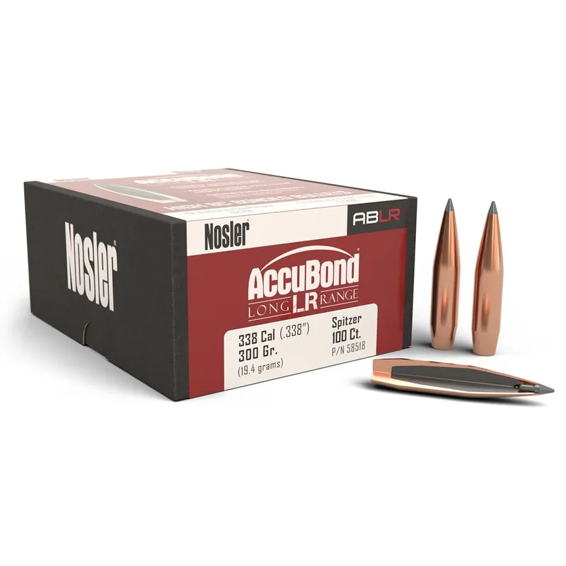 Nosler AccuBond Long Range 338 Cal 300 Gr Spitzer Point 100/Box