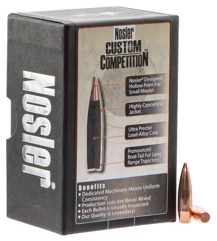 Nosler Custom Competition 6.5 Creedmoor .264 100 gr Hollow Point Boat-Tail (HPBT) 100 Per Box