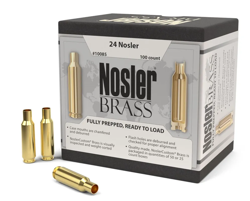 Nosler Unprimed Cases 24 Nosler Rifle Brass 100 Per Box