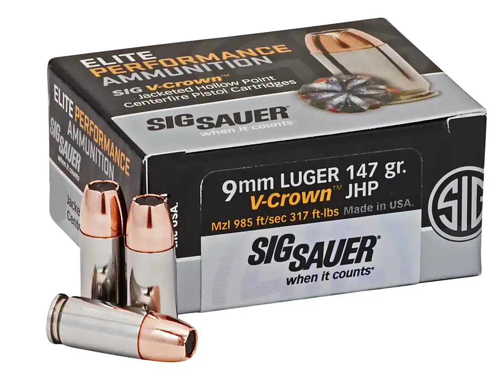 Sig Sauer Match Elite Competition 9mm Luger 147 gr Jacketed Hollow Point (JHP) 50 Bx/ 20 Cs