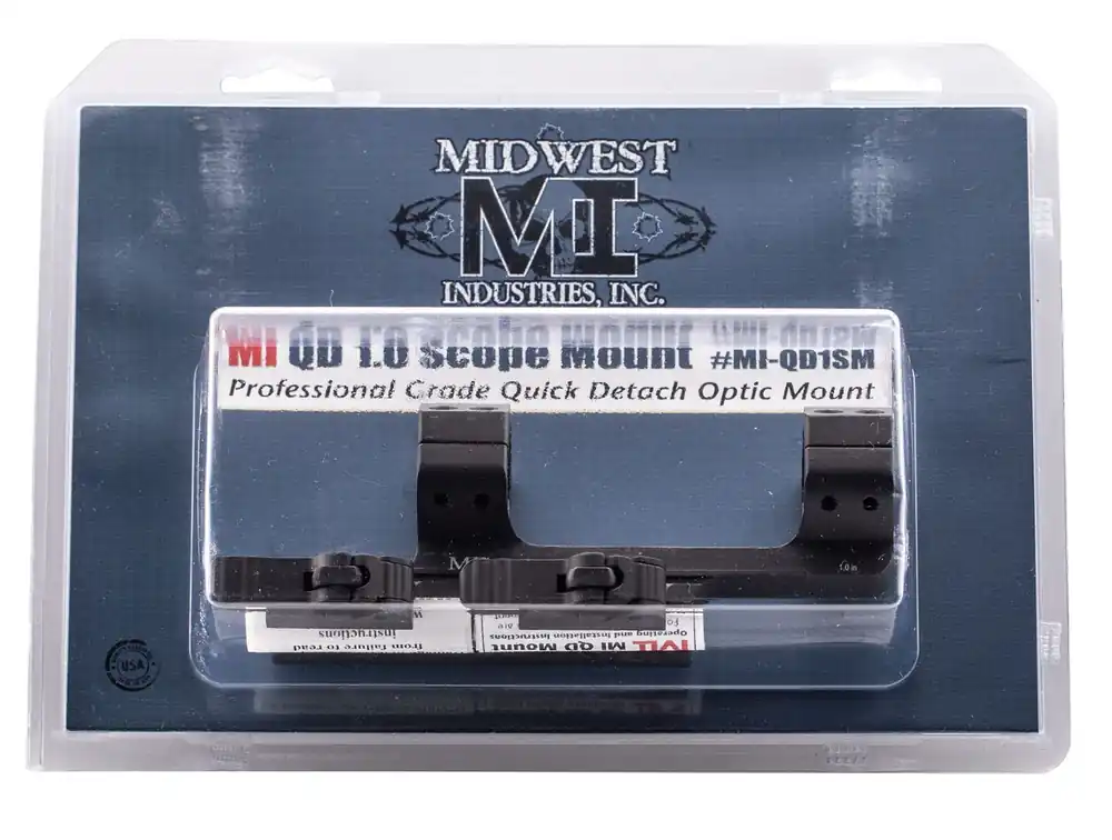 Midwest Industries QD Offset Mount Black Hardcoat Anodized Any w/Rail Quick Detach 1" Tube Standard/Offset Picatinny Rail Mount Aluminum