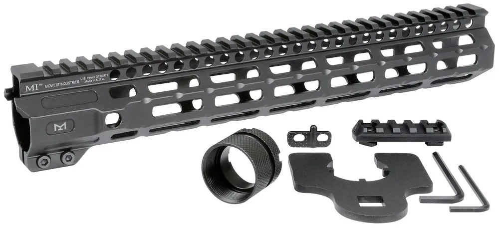 MIDWEST INDUSTRIES INC M-Series AR-15 6061 Aluminum Black Hard Coat Anodized 12.625"