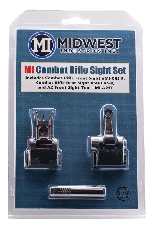 Midwest Industries Combat Rifle Sight Set Flip Up Front & Rear Black for AR-15, M16, M4