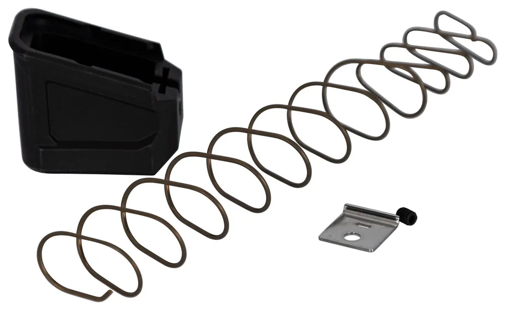 Strike Industries Enhanced Magazine Plate made of Polymer with Black Finish & Extra Gripping Surface for Glock Mags (Adds 6rds 9mm Luger, Adds 5rds 40 S&W)