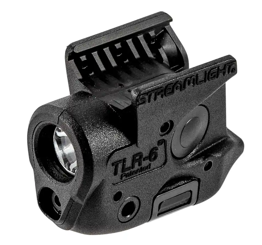 Streamlight TLR-6 Weapon Light w/Laser Sig P365 100 Lumens Output White LED Light Red Laser 89 Meters Beam Rail Grip Clamp Mount Black Anodized Polymer