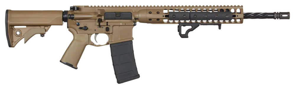 LWRC Individual Carbine 5.56 NATO 16.10" 30+1 Fluted Steel Barrel Steel Rec Alum Handguard Syn Adj Stock Rail FDE ICDIR5CK16