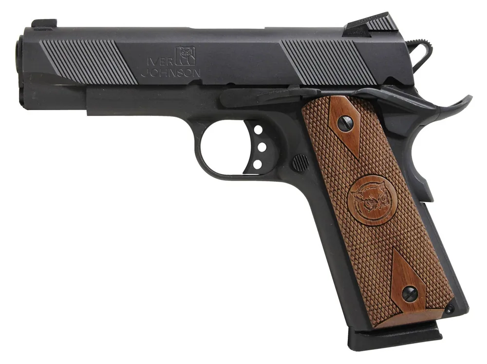 Iver Johnson 1911A1 Hawk .45ACP Pistol 8+1 4.25" Black Steel Barrel Matte Blued Serrated Slide Steel Frame Hawk45