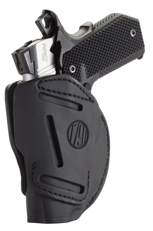 1791 Gunleather 3 Way OWB Stealth Black Leather 1911 3-4" Belt Loop Mount Ambidextrous Hand