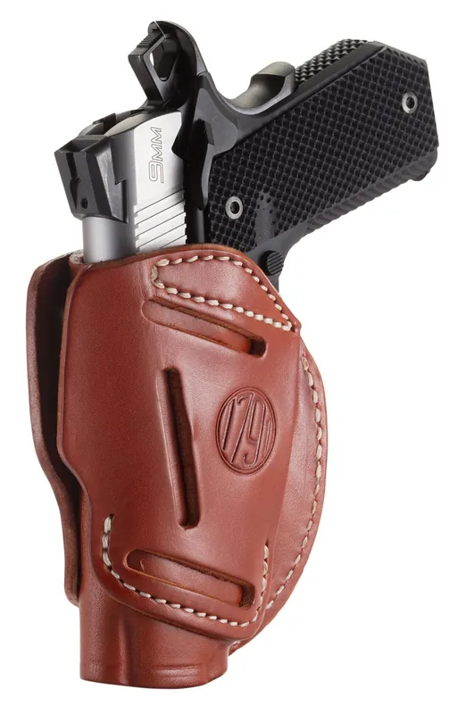 1791 Gunleather 3 Way OWB Classic Brown Leather 1911 3-4" Belt Clip Mount Ambidextrous Hand