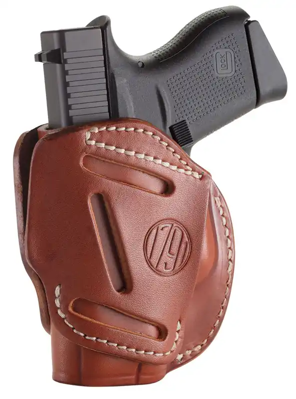 1791 Gunleather 3 Way OWB Classic Brown Leather Glock 42/Ruger LCP/S&W Bodyguard Belt Clip Mount Ambidextrous Hand