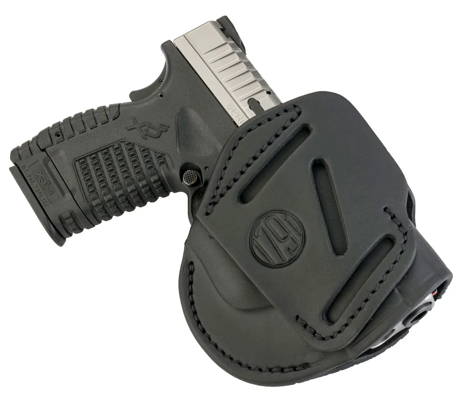 1791 Gunleather 3 Way OWB Stealth Black Leather Springfield XD, XD-S/Walther G2C, PPS Belt Loop Mount Ambidextrous Hand