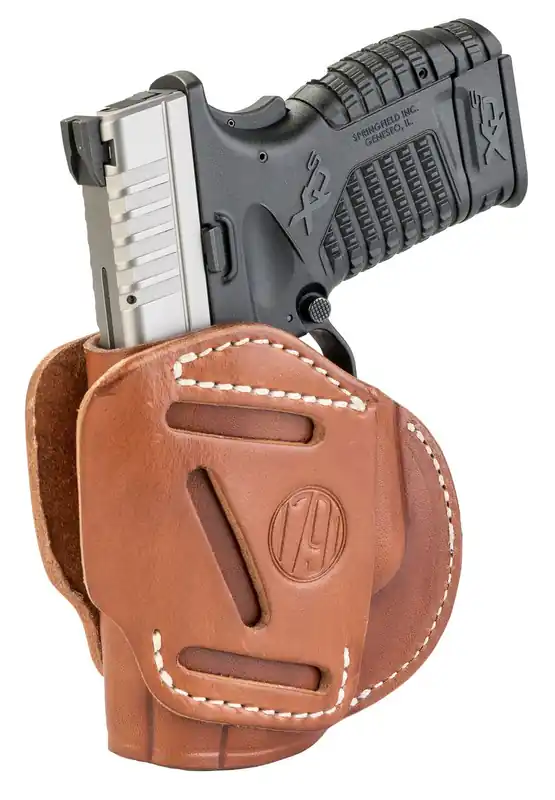 1791 Gunleather 3 Way OWB Classic Brown Leather Springfield XD, XD-S/Walther G2C, PPS Belt Clip Mount Ambidextrous Hand