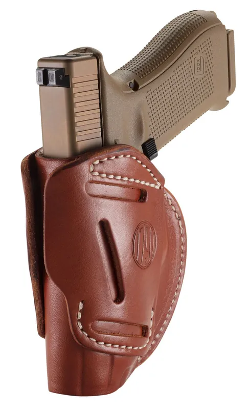 1791 Gunleather 3 Way OWB Classic Brown Leather Glock 17/HK VP9/S&W M&P9/Sprgfld XD9 Belt Clip Mount Ambidextrous Hand