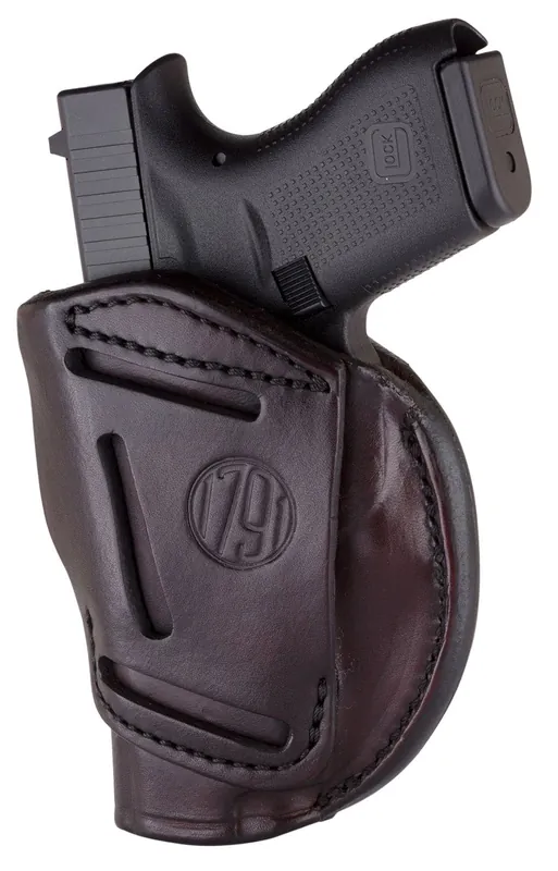 1791 Gunleather 4 Way IWB/OWB Signature Brown Leather 1911 3-4" Browning Hi Power Belt Clip Mount RH
