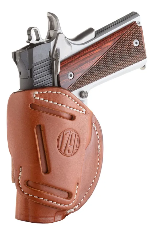 1791 Gunleather 4 Way IWB/OWB Classic Brown Leather 1911 3-4" Browning Hi Power Belt Clip Mount RH